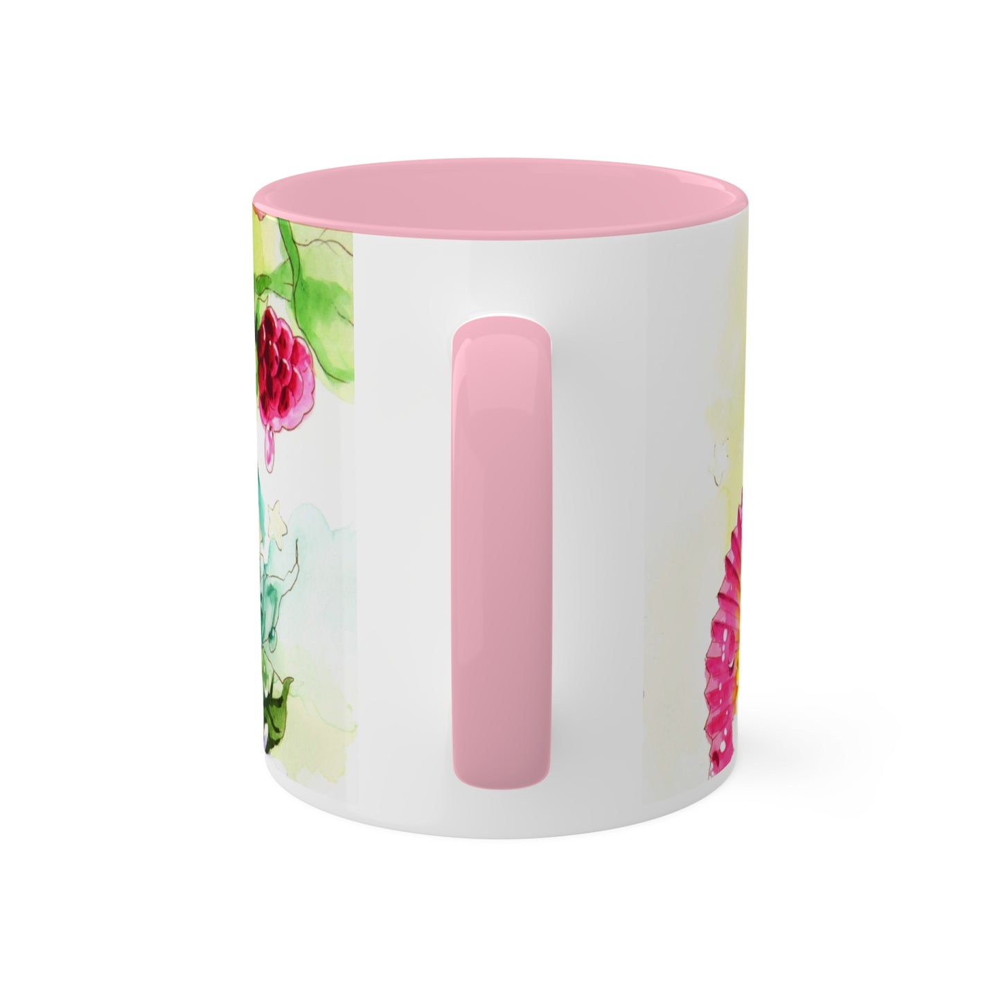Taza de bebida rosa empolvado
