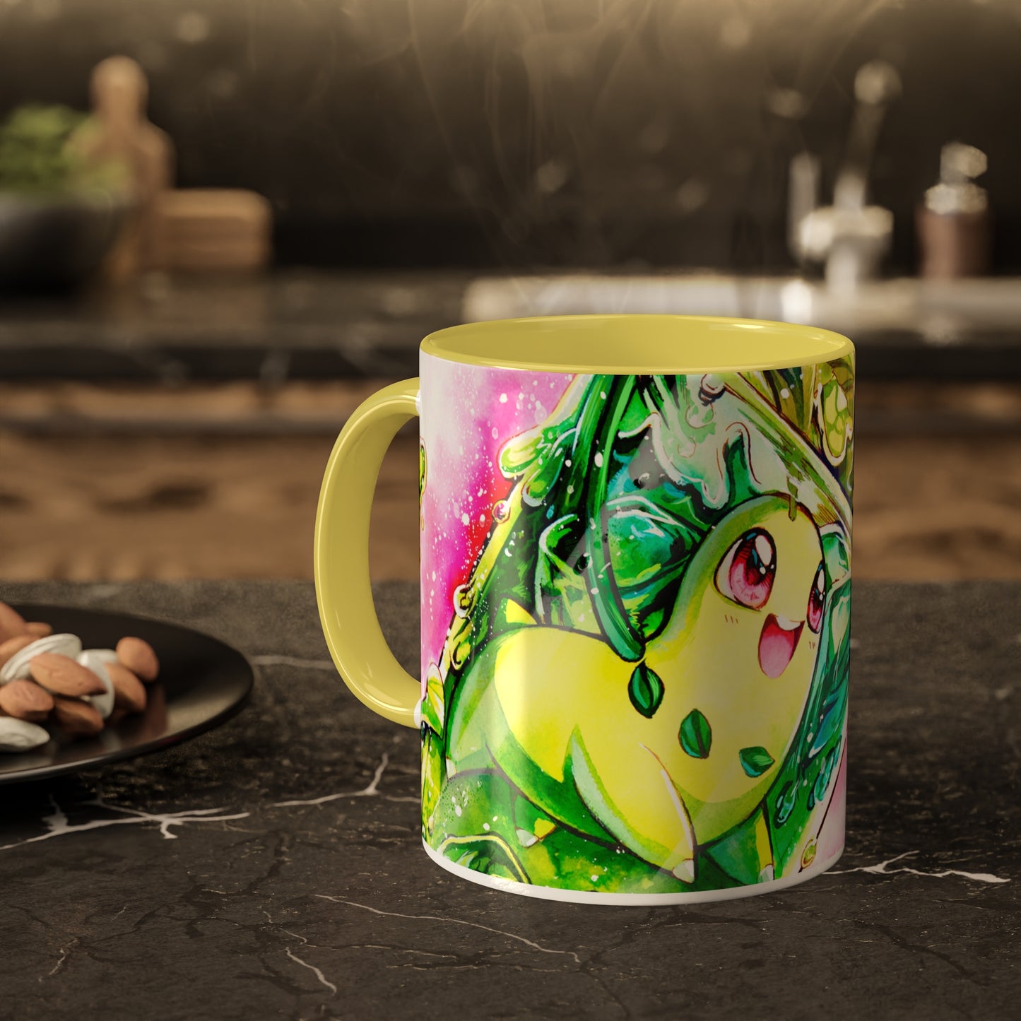 Taza de poder de flor verde