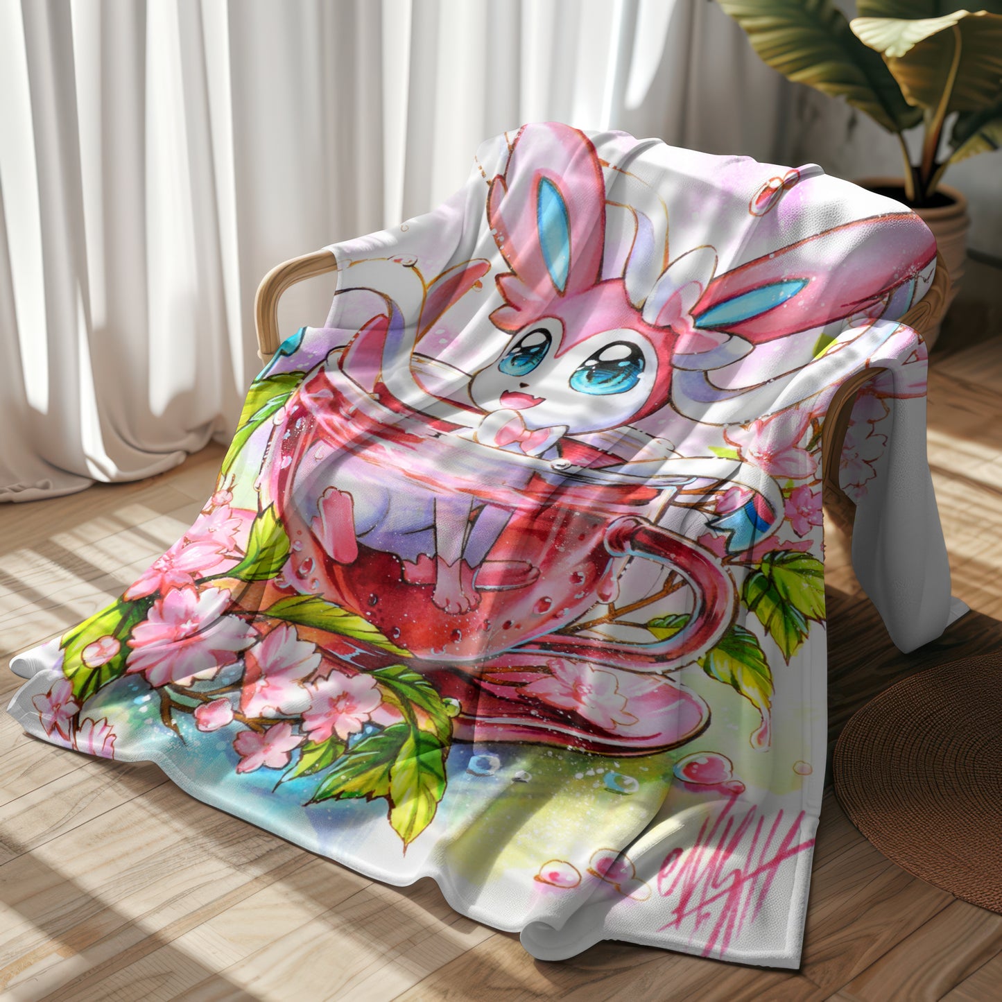Happy Sakura Tea blanket