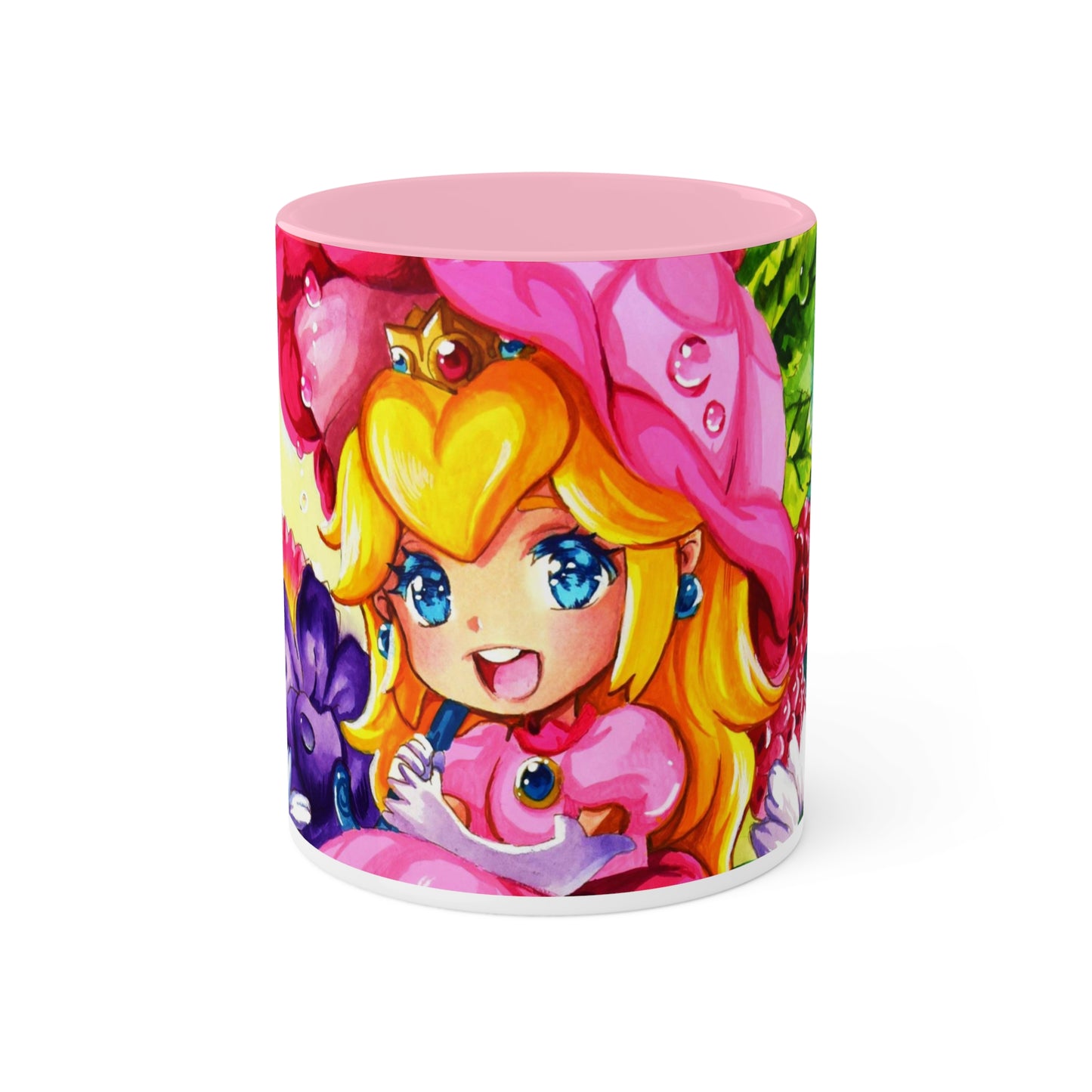 Taza de bebida rosa empolvado