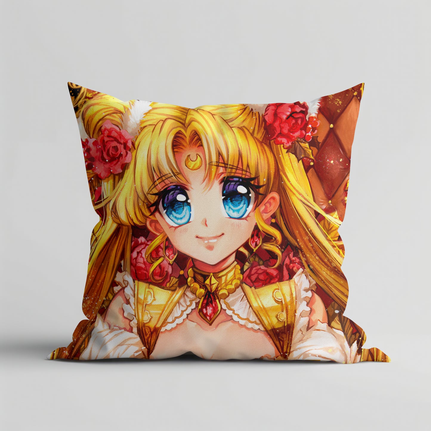 Almohada de oro y rosas