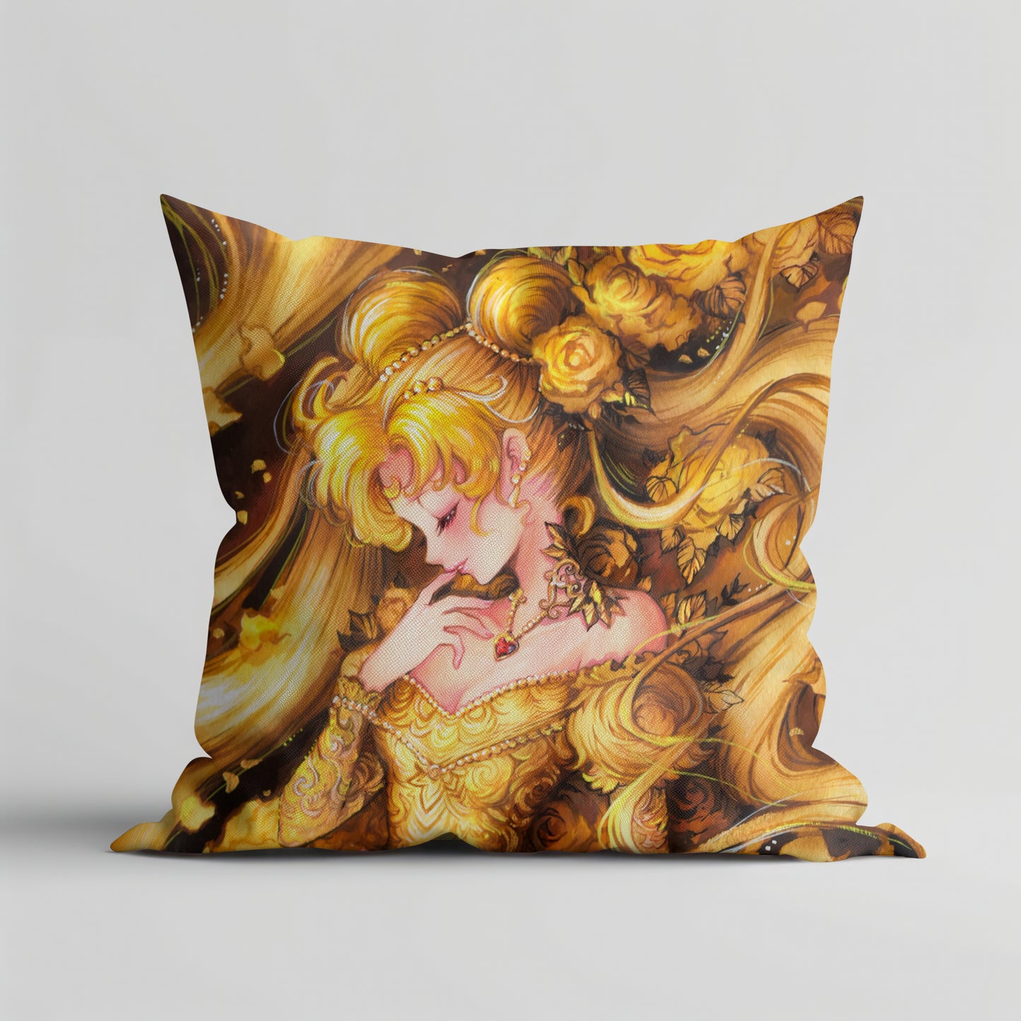 Almohada de oro y rosas