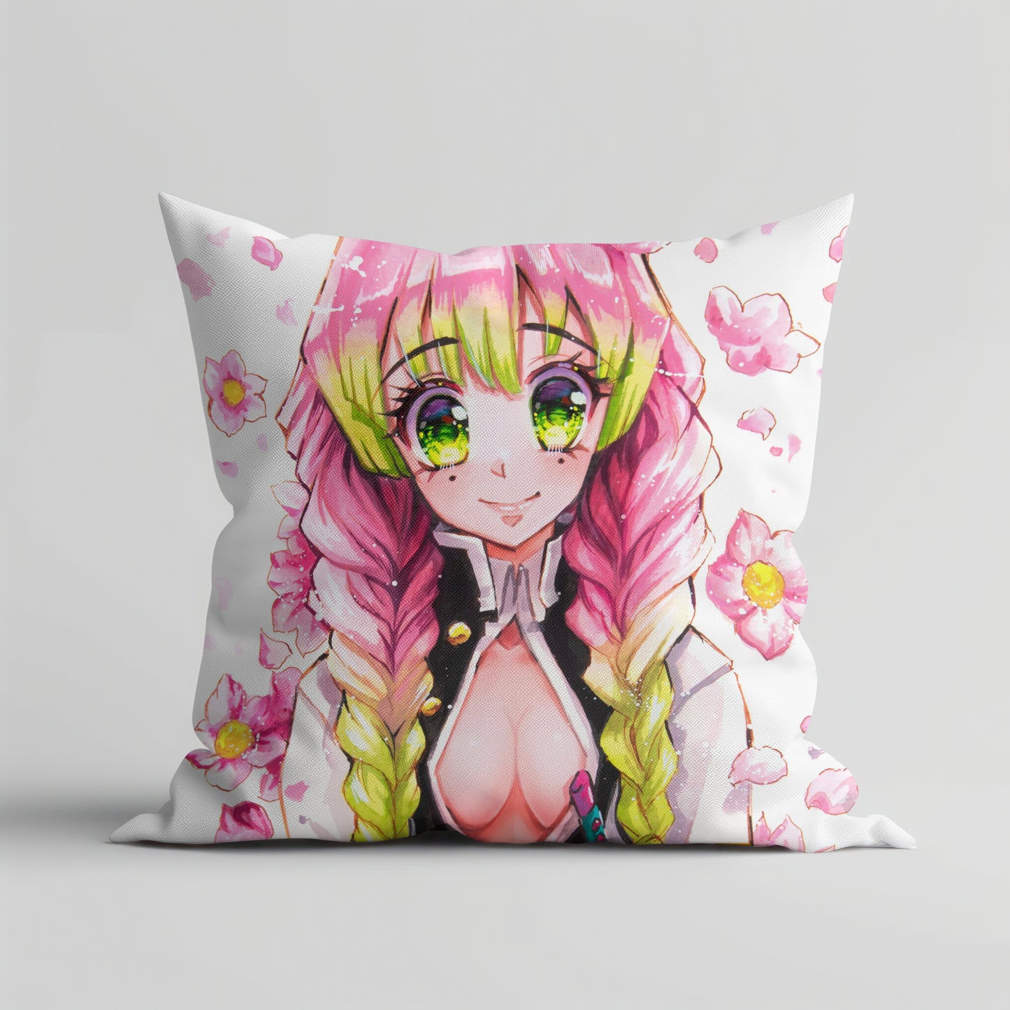 Almohada verde y rosa