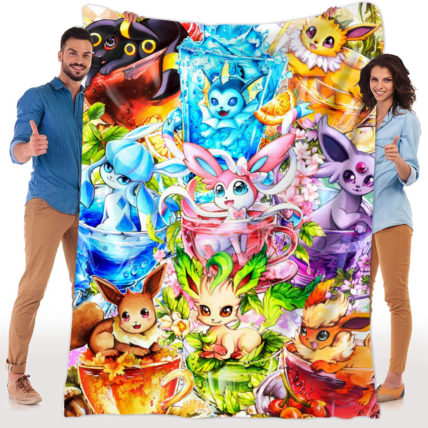 Abanico - manta de peluche 9er Evo Pokis