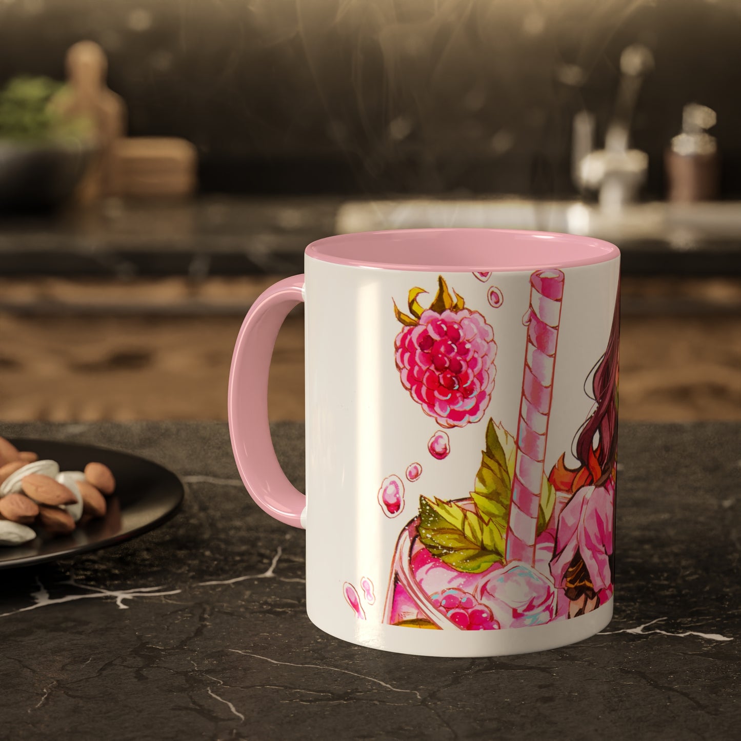 Taza de bebida de demonio de frambuesa