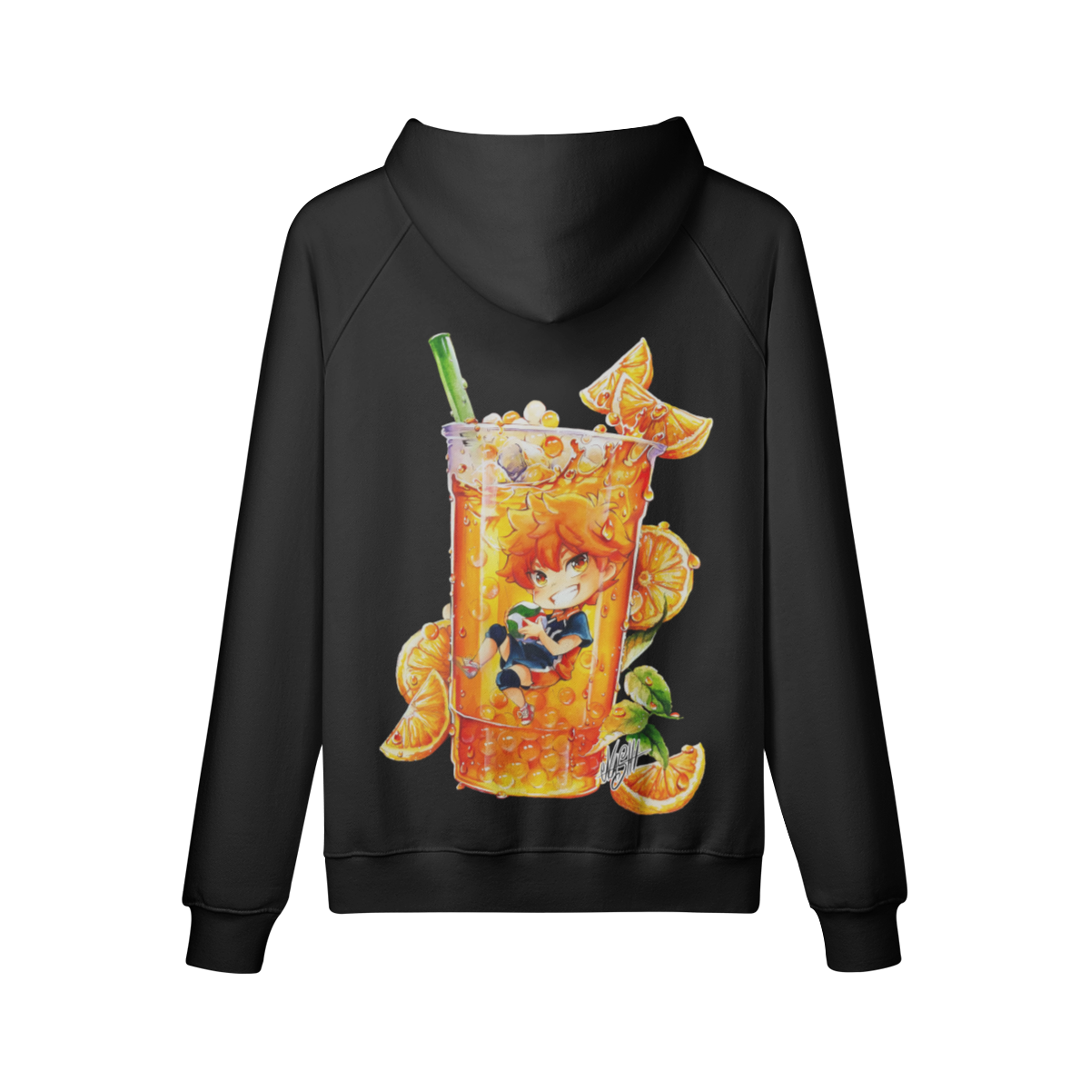 Sudadera con capucha de té de burbujas naranja