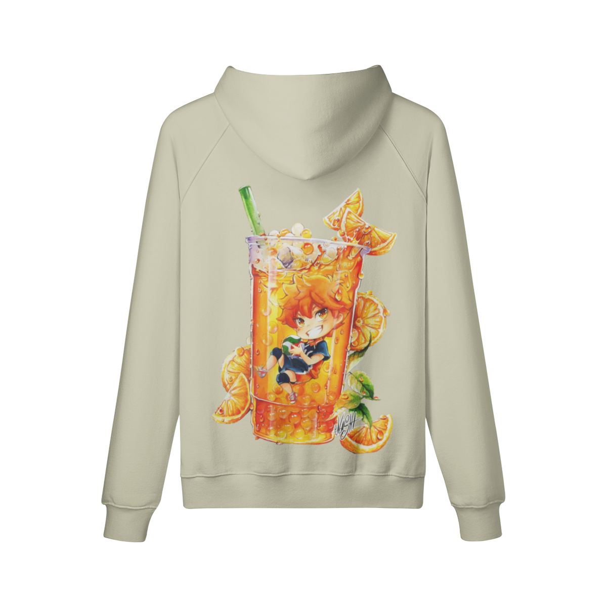 Sudadera con capucha de té de burbujas naranja