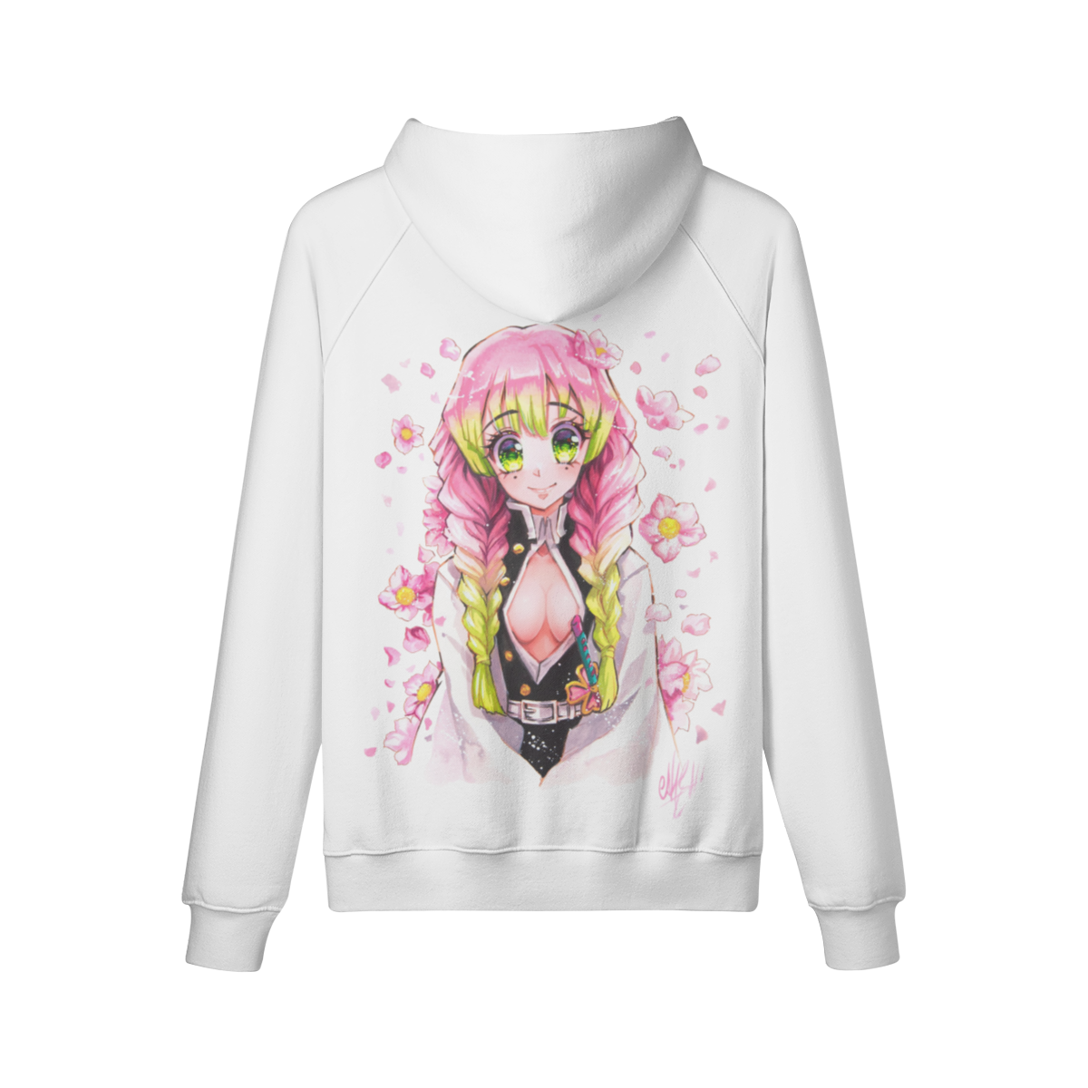 Sudadera con capucha rosa y verde