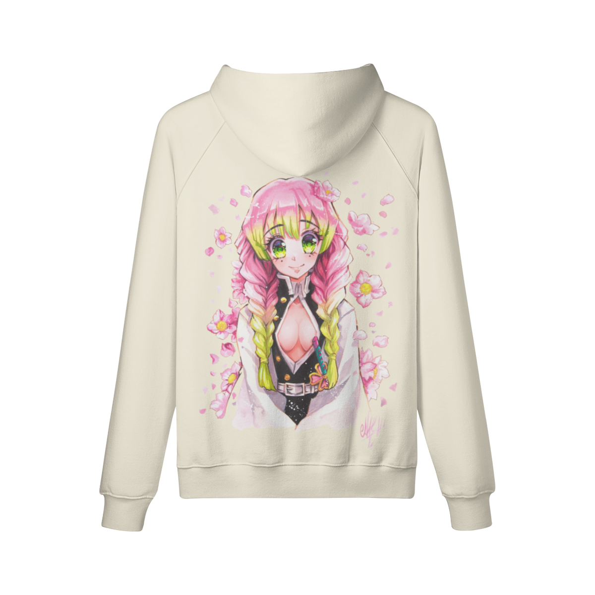 Sudadera con capucha rosa y verde