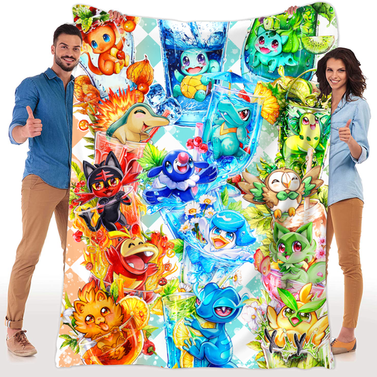 Fan - Kuscheldecke Starter Gen 1 2 7 9 10 Pokis
